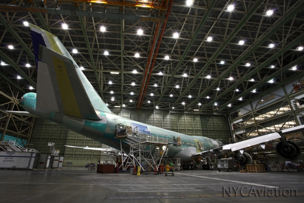First Lufthansa 747-8I rear-side view