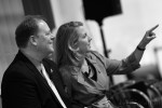 Boeing manager Kevin Roundhill and deputy program manager Elizabeth Lund take questions