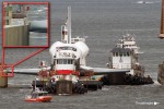 The moment Space Shuttle Enterprise struck a bridge abutment. (Photo by Manny Gonzalez)