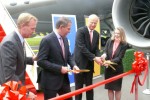 Ribbon cutting at Lufthansa 747-8I delivery event. (Photo by Chris Sloan/Airchive.com)