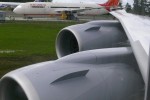 Wing and engines on the Lufthansa Boeing 747-8I. (Photo by Chris Sloan/Airchive.com)
