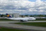 First Lufthansa 747-8I on the active runway at Paine Field for departure to Frankfurt. (Photo by Chris Sloan/Airchive.com)