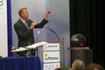 Boeing VP Pat Shanahan at the ceremonial signing of the delivery paperwork. (Photo by Chris Sloan/Airchive.com)