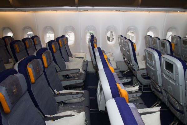 New slimline economy class seats provide 2in additional personal space. (Photo by Eric Dunetz/NYCAviation) New slimline economy class seats provide 2in additional personal space. (Photo by Eric Dunetz/NYCAviation)