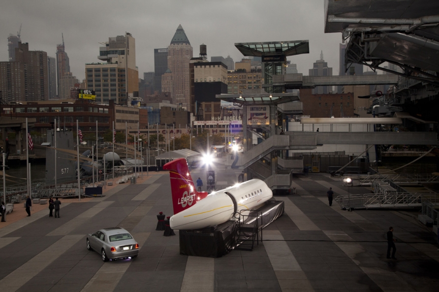 Learjet 85 mockup visits USS Intrepid.