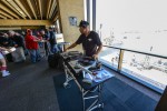 DJ Lunatik spins the music at Virgin America's Tailgate Party celebration for the inaugural flight 10 from Los Angeles. (Photo by Manny Gonzalez/NYCAviation)