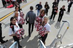 Flight Attendants and Pom-Poms welcome passengers of Virgin America's Flight 10 from LAX to PHL. (Photo by Manny Gonzalez/NYCAviation)