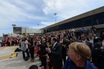 A large Philadelphia crowd welcomes Virgin America's inaugural flight from Los Angeles. (Photo by Manny Gonzalez/NYCAviation)