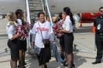 Philadelphia Deputy Mayor Rina Cutler steps off the plane after the flight from LAX. (Photo by Manny Gonzalez/NYCAviation)