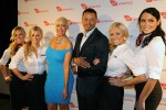 Terrence Howard and Amber Rose pose on the red carpet with Virgin America in-flight teammates at the Philadelphia hotspot, Hotel Palomar, to celebrate arrival of Virgin America's Inaugural Flight. (Bloomberg Photo/Virgin America Airlines, Bob Riha, Jr.)