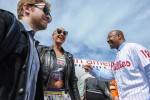 Philadelphia Mayor Michael Nutter greets Amber Rose and Seth Green as they step off the plane from Los Angeles. (Photo by Manny Gonzalez/NYCAviation)