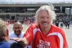 Sir Richard Branson and Mayor Michael A. Nutter board the plane. (Photo by Manny Gonzalez/NYCAviation)