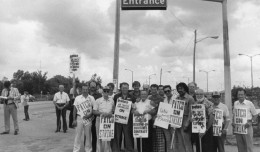 PATCO air traffic controllers picket outside of Bishop Airport in Flint, Michigan.