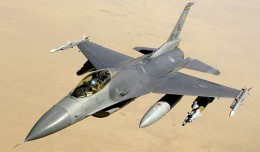 A U.S. Air Force Block 40 F-16 Fighting Falcon aircraft returns to the fight after receiving fuel from a KC-135 Stratotanker aircraft during a mission over Iraq on June 10, 2008