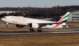 Early rotation for this Emirates SkyCargo Boeing 777 Freighter taking off on a 70-mile hop from Stewart Airport to JFK. Photo by Gordon Gebert Jr.