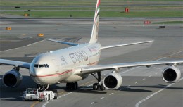 Etihad A340-500 A6-EHB seen here getting tugged at JFK, wil soon join the fleet of Conviasa
