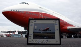 The first Boeing 747-8 Intercontinental sits at Boeing Field after landing on its first test mission. (Photo by Brandon Farris)