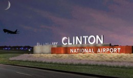 This sign may greet visitors to the newly renamed Bill and Hillary Clinton National Airport in Little Rock.