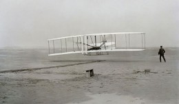 First successful flight of the Wright Flyer in 1903, for which the Wright Brothers filed a patent on March 23, 1902.