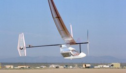 The MIT Daedalus makes a test flight at NASA's Dryden Flight Research Center. (Photo by NASA)