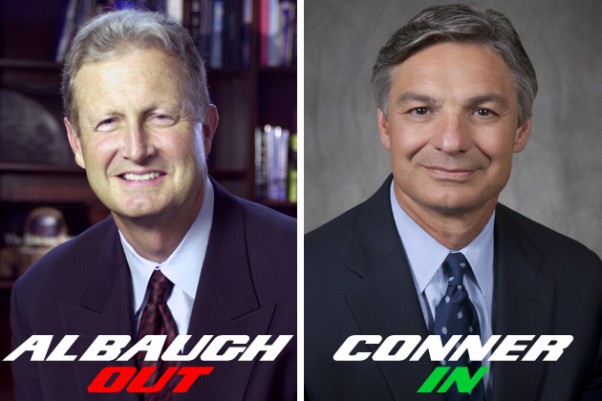 Retiring Boeing Commercial Airplanes President and CEO Jim Albaugh, left, has been replaced by Ray Conner, right. (Photos by Boeing)