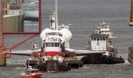 Enterprise's left wingtip hits a bridge abutment. (Photo by Manny Gonzalez)