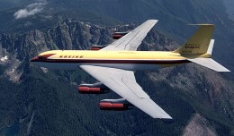 Air-to-air photo of the Boeing 367-80 Dash 80, showing the aircraft passing over Washington's Olympic Peninsula. (Photo by Joe Parke, via Boeing)