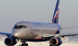 An Aeroflot Sukhoi Superjet 100 (RA-89004, named K.H. Tskhovrebov) taxis at Moscow - Sheremetyevo Airport. (Photo by Nikiforov Konstantin, via wikimedia)
