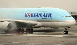 Korean Air's first A380 arrival at JFK in August 2011. (Photo by Matt Molnar/NYCAviation)
