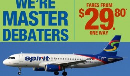 Spirit email ad (top) and a Spirit Airbus A320 (bottom). (Composite by NYCAviation)