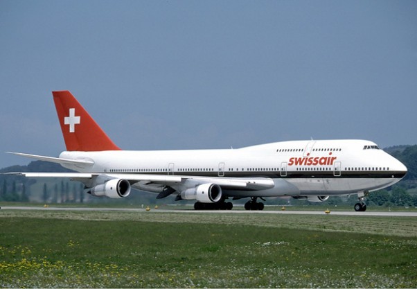 A Swissair Boeing 747-300 at Zurich. (Photo by Eduard Marmet via Wikipedia)