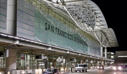 San Francisco International Airport terminal at night. (Photo by Håkan Dahlström via wikimedia, CC-BY)