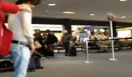 Brandon Pelletier urinates at LAX.