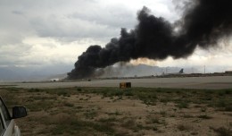 The crash site of a National Air Cargo 747 (Credit: Albert Ramirez, Twitter)